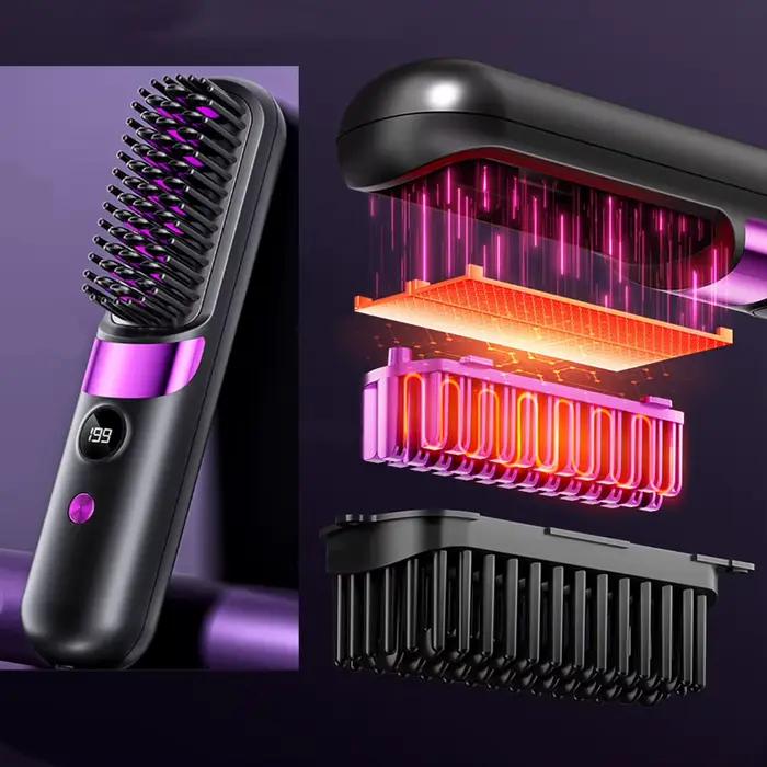 Brosse lissante portable avec écran LCD