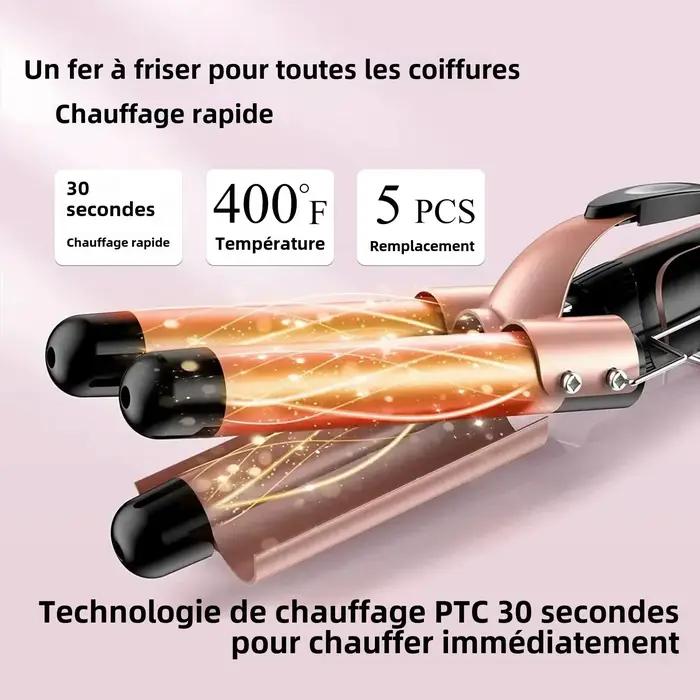 Fer à friser 5 en 1, 3 barils