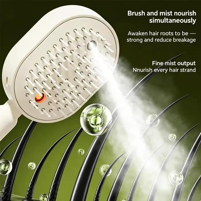 Brosse à cheveux électrique rechargeable à pulvérisation d'eau