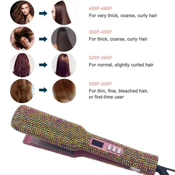 Fer à lisser Plancha Para Cabello 2 pouces fer plat avec strass professionnel titane fer