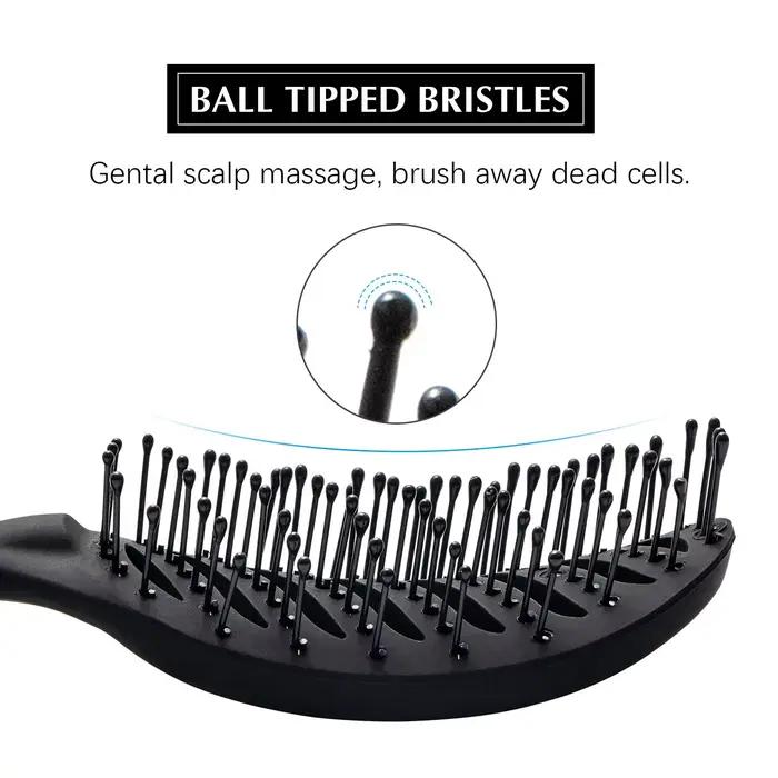 Brosse à cheveux incurvée à évent pour le séchage par soufflage