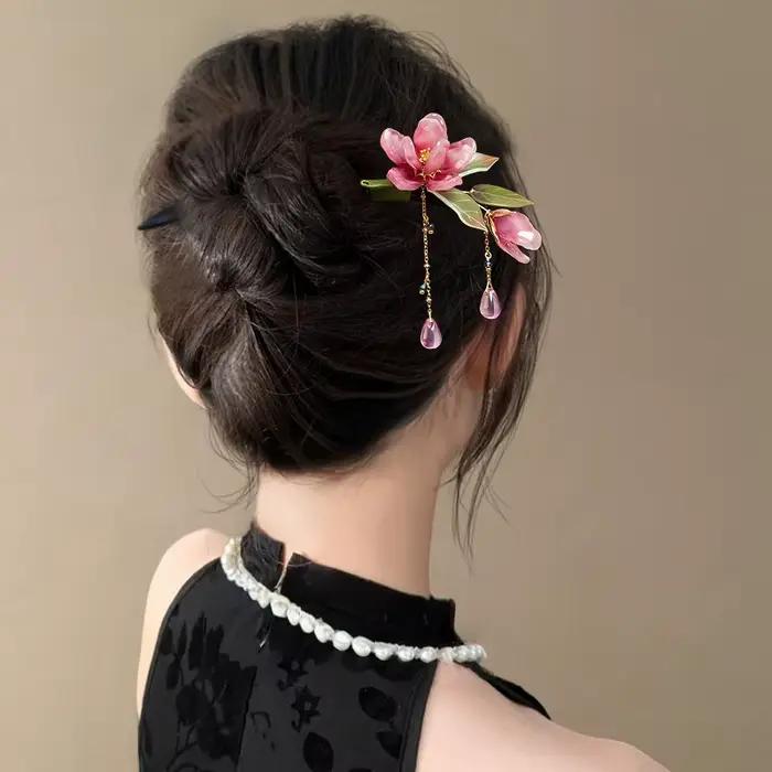 Épingle à cheveux florale de Style chinois