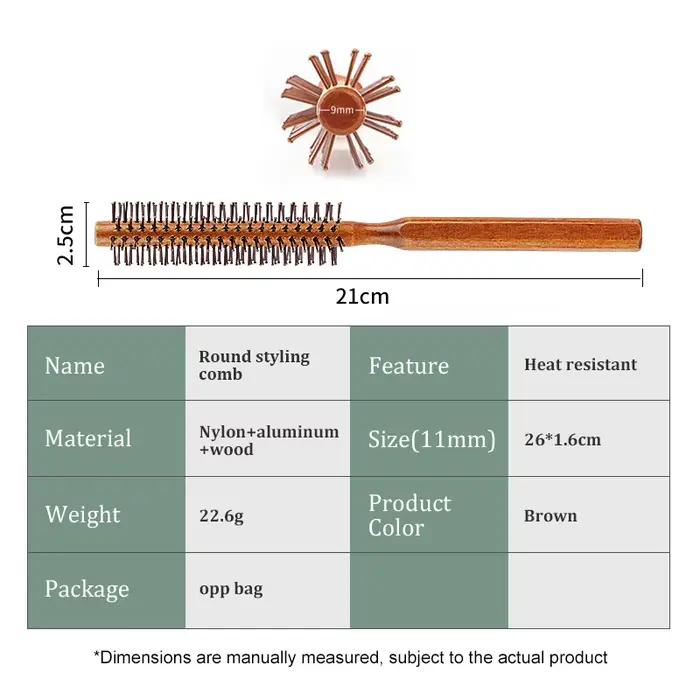 Brosse à cheveux ronde avec manche en bois