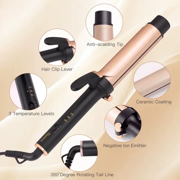 Hatteker fer à friser électrique pour femmes contrôle de température à 3 niveaux en céramique protection des cheveux