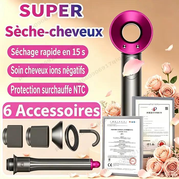 SenCiciMen Sèche-cheveux professionnel 6-en-1 à ions négatifs pour soins capillaires