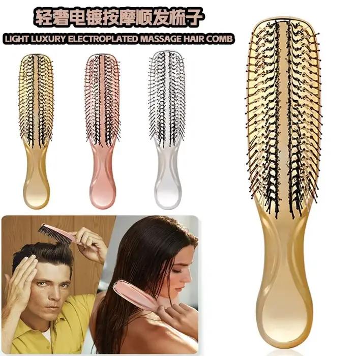 Peigne démêlant électroplaqué pour massage du cuir chevelu
