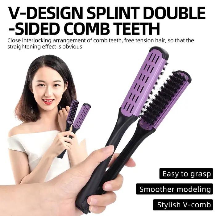 Brosse professionnelle à lisser et à friser les cheveux en forme de V
