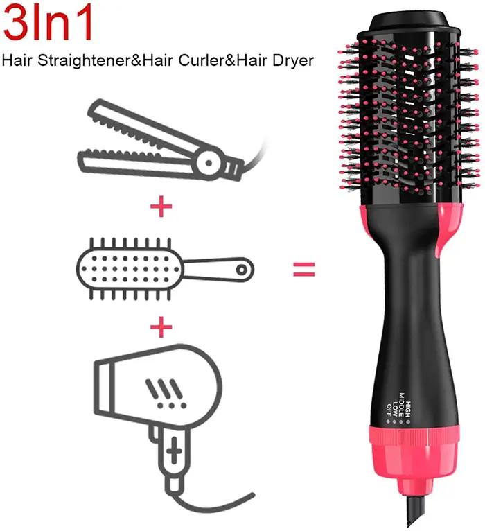 Brosse à air chaud 3-en-1 : Sèche-cheveux