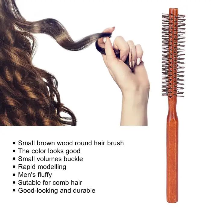 Petite brosse à cheveux ronde en bois unisexe