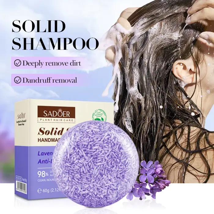SADOER Savon Solide Capillaire à la Lavande – Shampooing Anti-Croûtes et Séborégulateur pour Cheveux Secs et Abîmés –