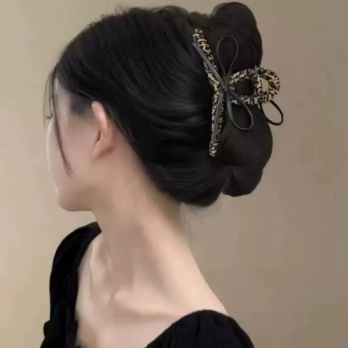 Accessoires de cheveux à grande pince de haute qualité imprimé léopard rétro pour femmes