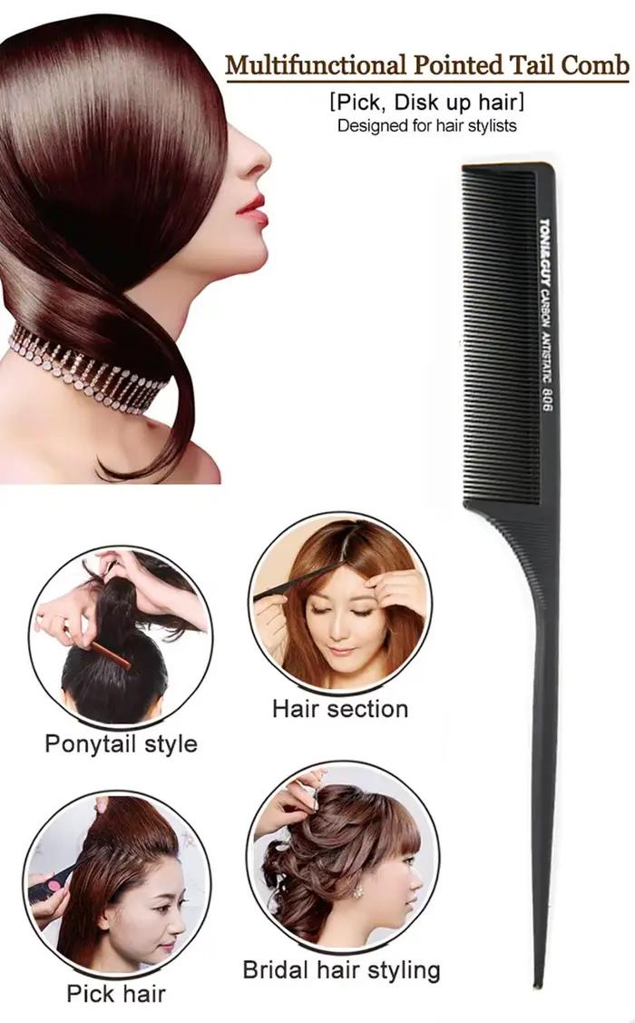 Peigne à cheveux antistatique carbone brosse