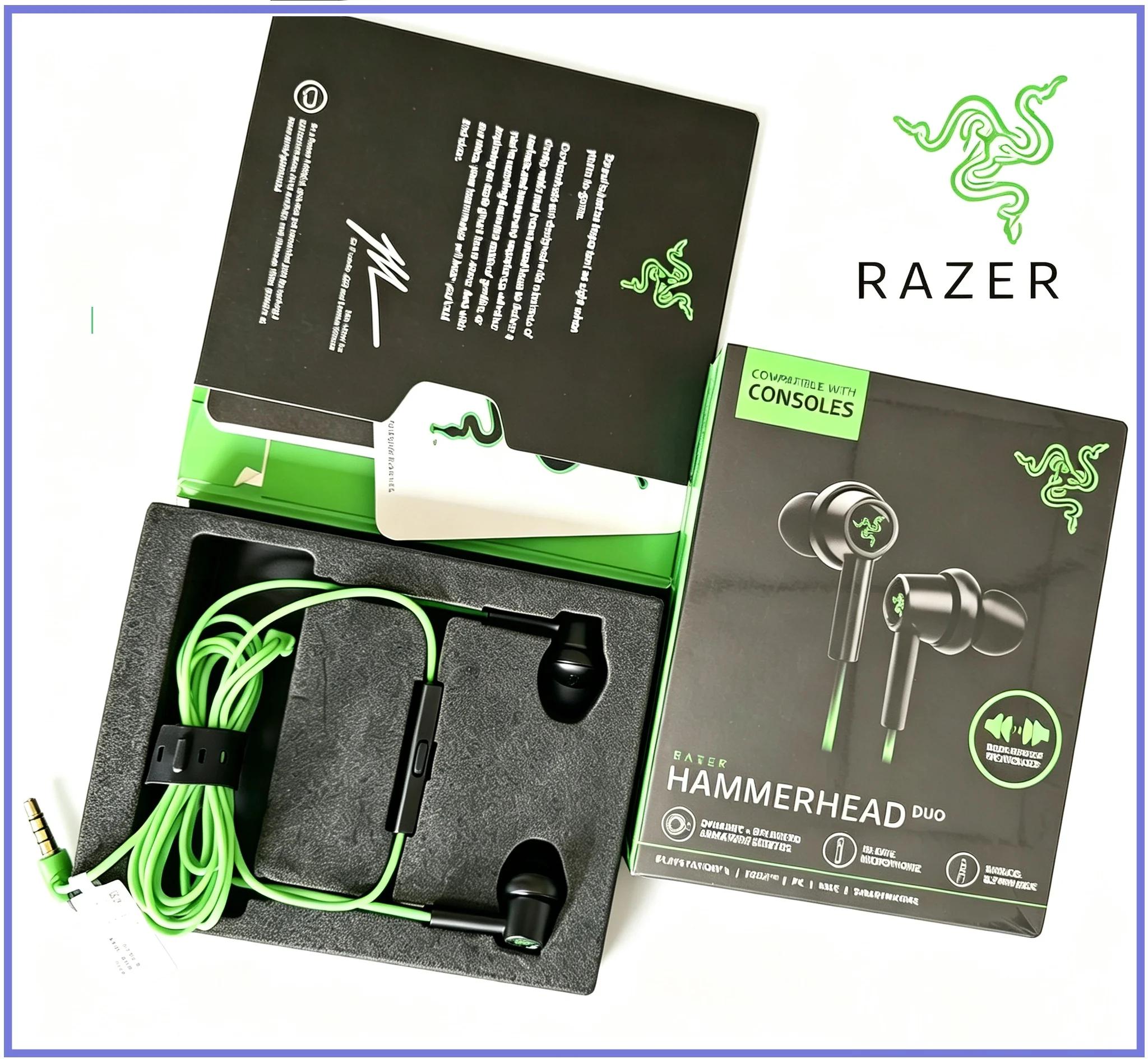 Écouteurs de jeu filaires Razer HAMMERHEAD DUO 3,5 mm avec micro, cadeau pour petit ami, écouteurs intra-auriculaires pour jeux, musique stéréo, casque sport