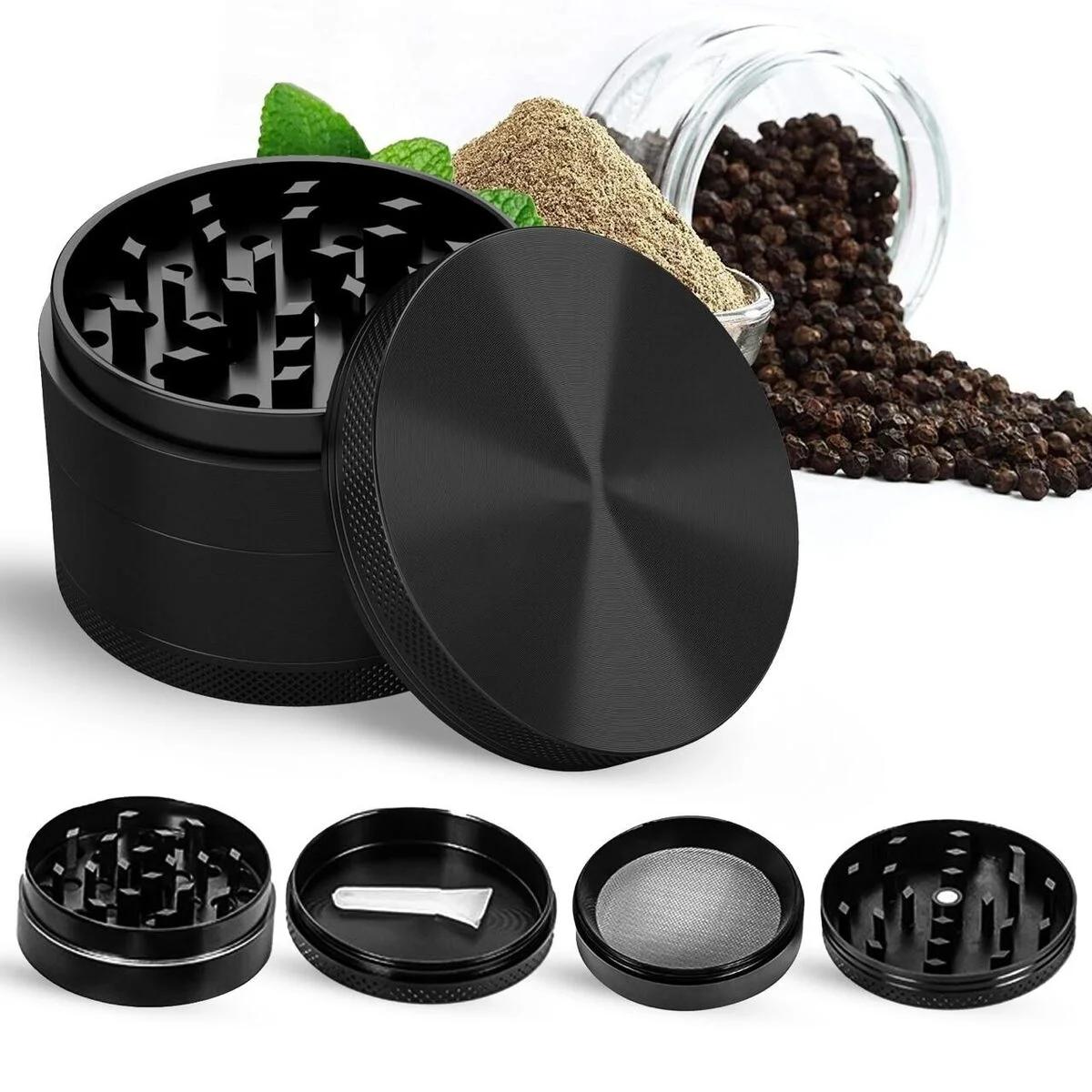 Broyeur d'herbes sèches pour fumer, 4 couches 40/50/63mm, broyeur à herbes en alliage de Zinc, coupe de tuyaux de fumée d'herbe au tabac, accessoires