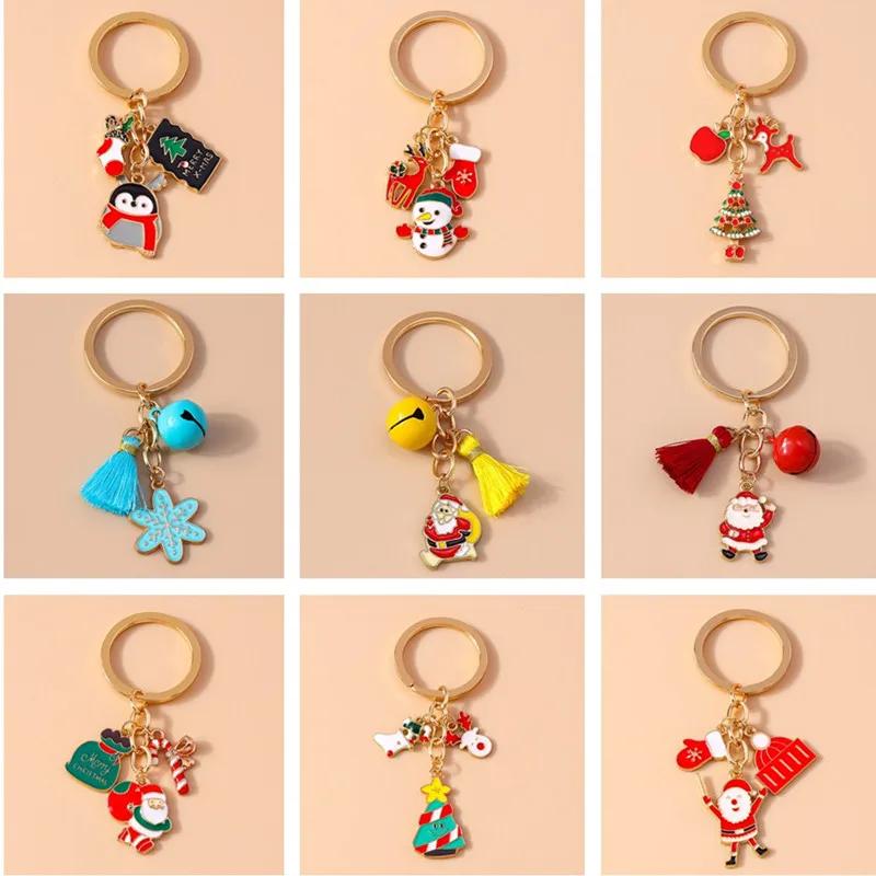 Porte-clés pendentif joyeux Noël pour hommes et femmes, arbre de Noël, cerf, père Noël, bonhomme de neige, clé de voiture, cadeau de festival, sac à main, mode