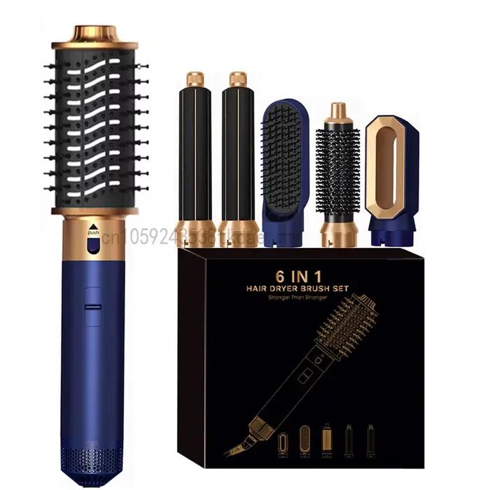 6 en 1 sèche-cheveux brosse peigne chaud ensemble professionnel fer à friser lisseur de cheveux outi