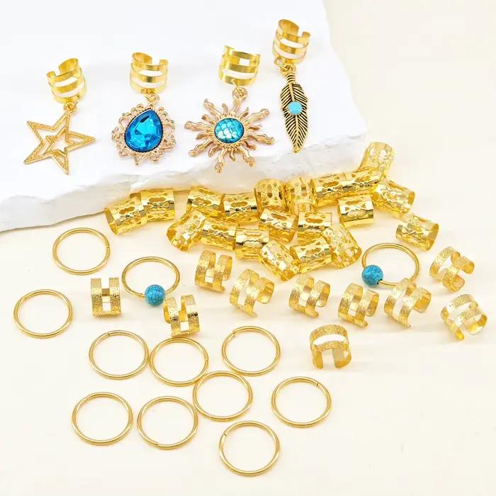 46 pièces pendentif Turquoise Dreadlock tresse cheveux perle anneaux de cheveux Style Hippie accesso