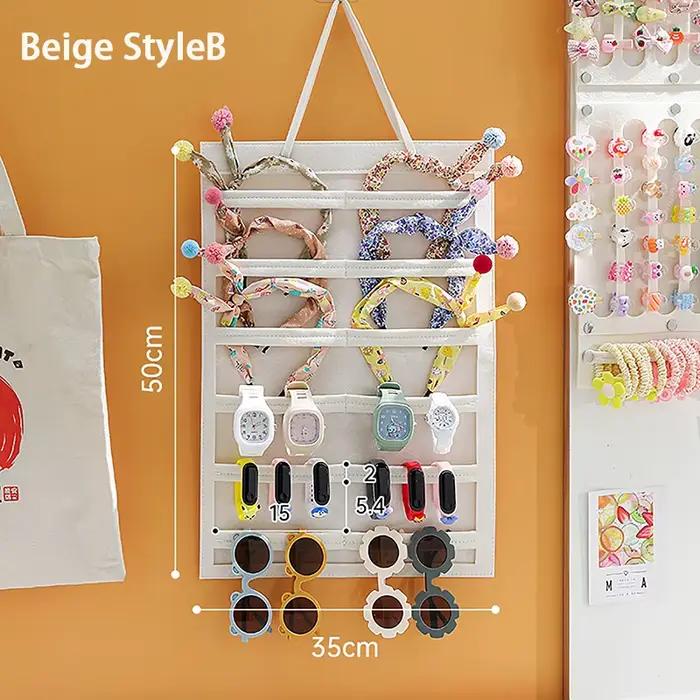 Organisateur de nœuds et accessoires pour cheveux mural grande capacité, support pour bandeaux et pi