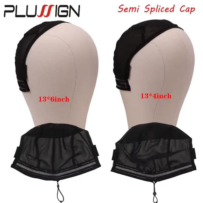 Plussign – bonnet de perruque demi-épissure avec cordon de serrage, bande en Silicone pour la coutur