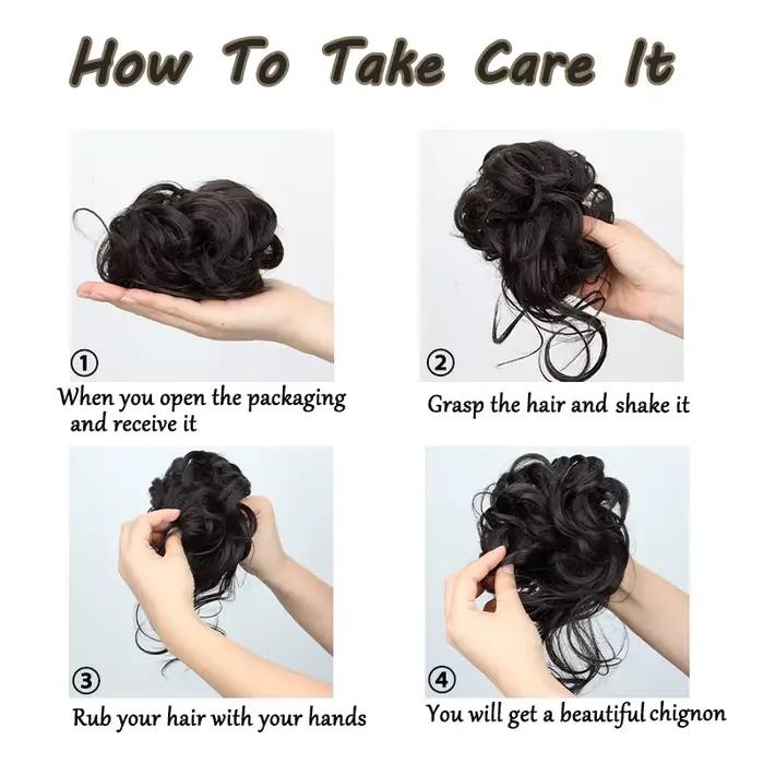 Chignon synthétique élégant bouclé en caoutchouc élastique, moelleux, facile à coiffer, adapté à un
