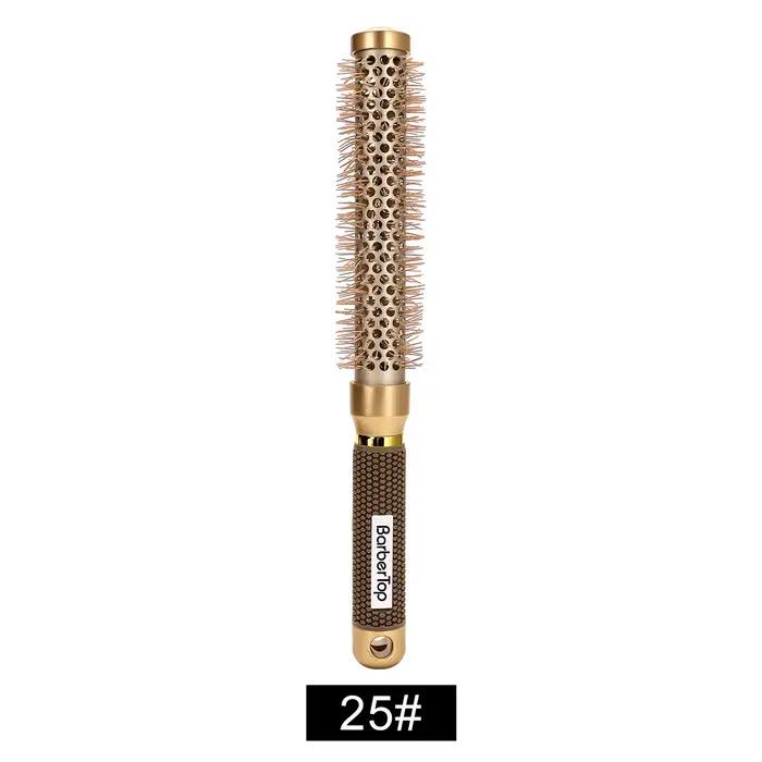 BARBERTOP Brosse à cheveux ronde en poils de sanglier pour boucler les cheveux, brosse à rouleaux po