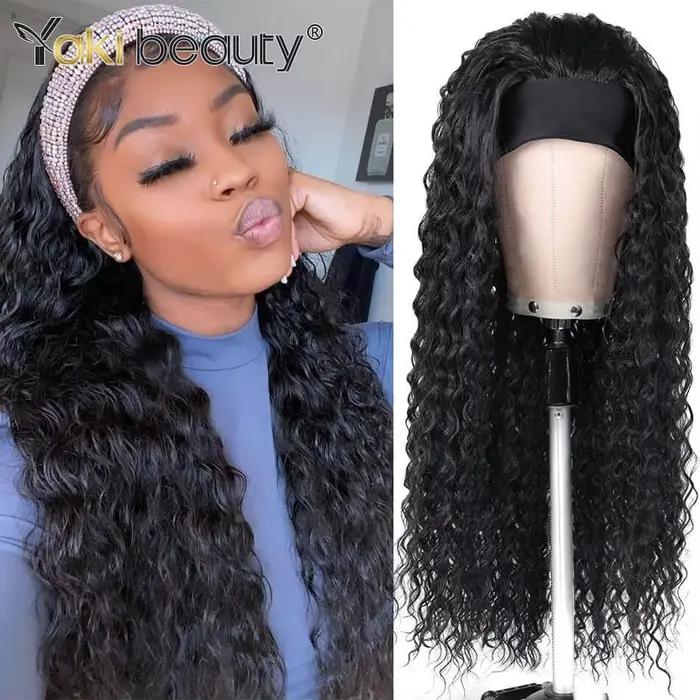 Perruques synthétiques longues et crépues bouclées, 28 pouces, bandeau de glace pour femmes noires,