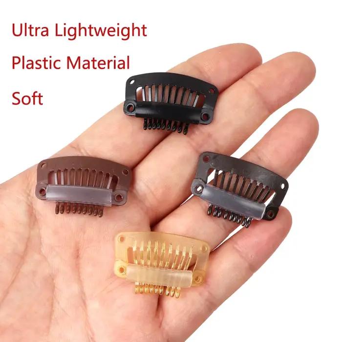 Clips de perruque en plastique noir 32Mm, Clip à pression utilisé pour l'extension de cheveux, posti