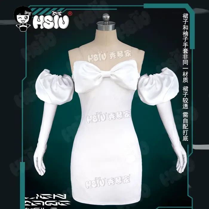 Sua Cosplay vêtements perruque fibre synthétique perruque courte perruque noire 「HSIU」robe blanche p