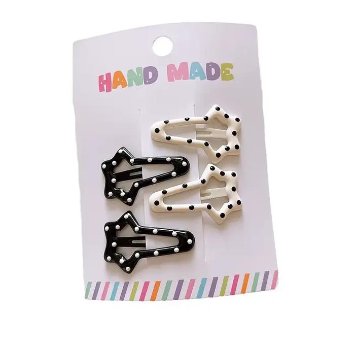 Strass Vintage à pois étoile pinces à cheveux ensemble japonais doux fille coeur géométrique Flyaway
