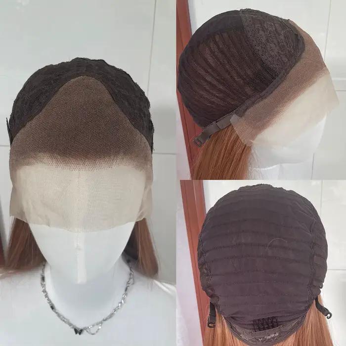 Perruque Lace Front Wig synthétique lisse et longue, brun miel, 13x4, 26 pouces, sans colle, nouée à