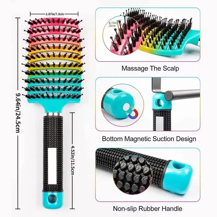 Brosse à cheveux démêlante, peigne de Massage du cuir chevelu, poils en Nylon pour femmes, brosse ma