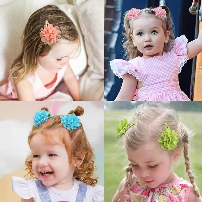 6 pinces à cheveux antidérapantes en forme de fleur en mousseline de soie, accessoires pour cheveux