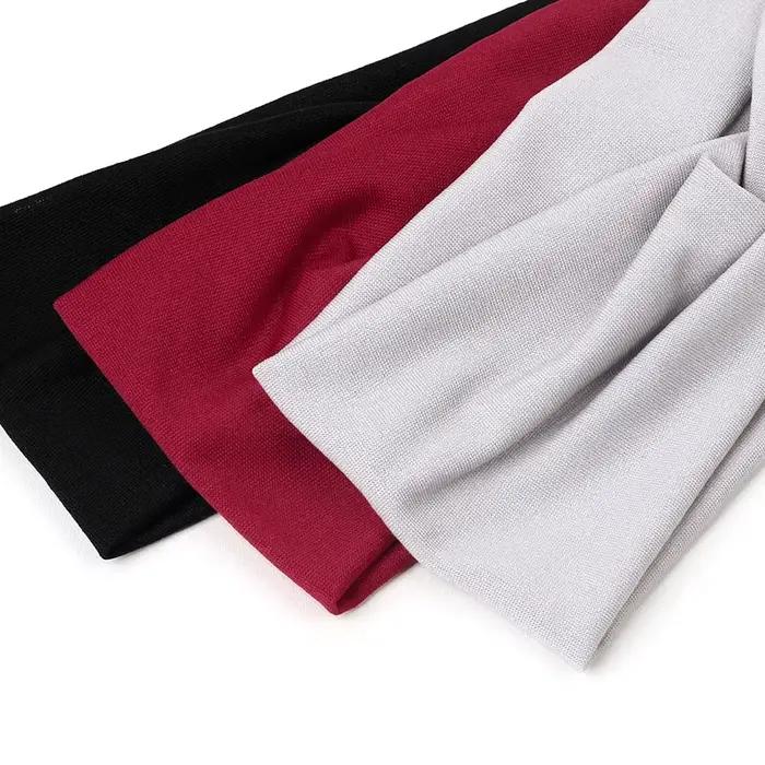Femmes croix couleur unie bandes de cheveux filles mode imprimé léopard élastique tricoté bandeaux V