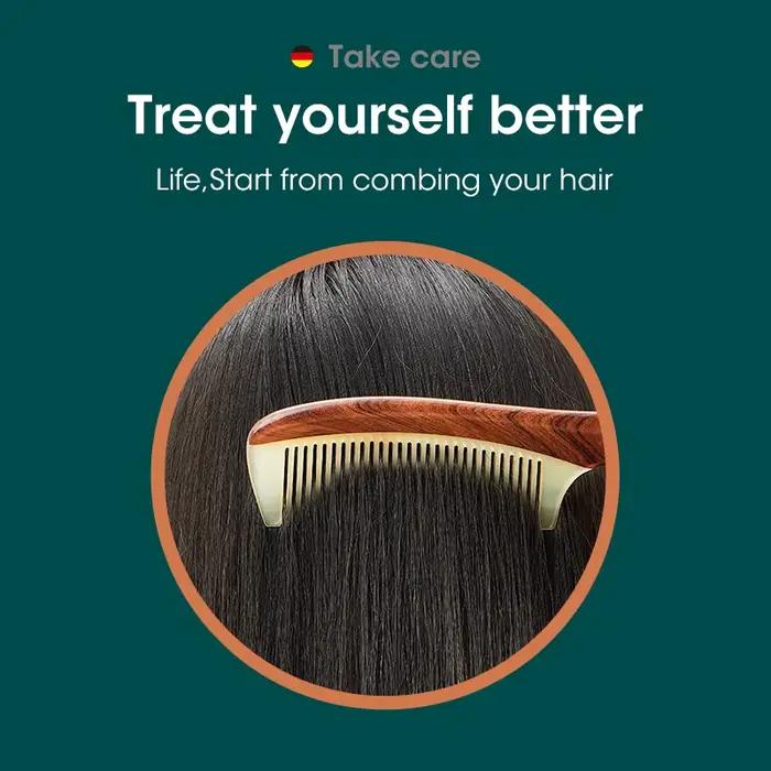 MR.GREEN – peigne en bois naturel avec Structure d'épissure de corne, peigne à cheveux à dents fines