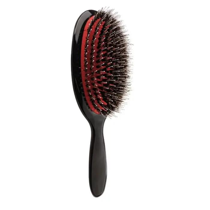 Brosse à cheveux ovale en poils de sanglier, couleur or et argent de luxe, peigne antistatique, peig