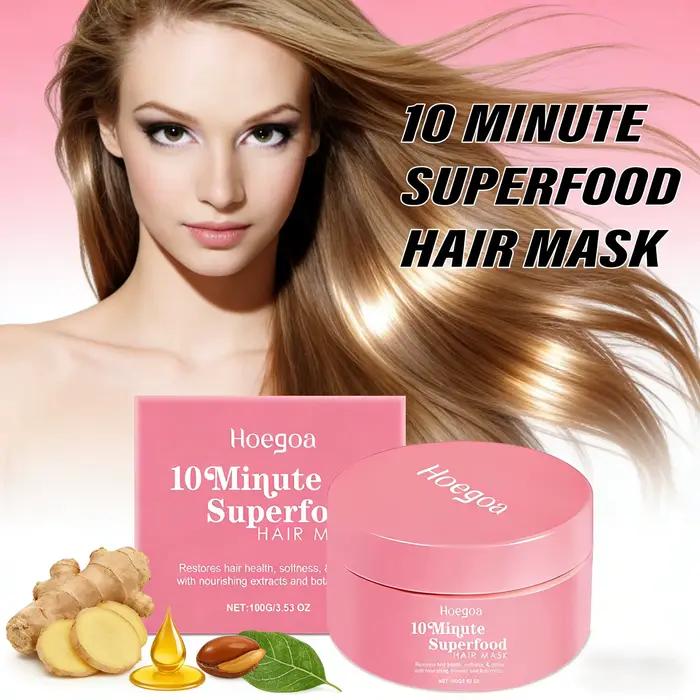 Masque capillaire au superaliment de 10 minutes, nourrissant avec huile de gingembre et d'argan pour