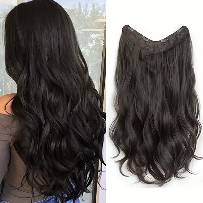 Extensions capillaires synthétiques longues ondulées en forme de U, Extensions capillaires à Clip de