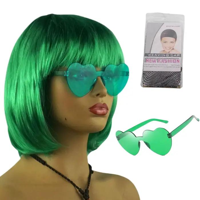 Perruque en fibre synthétique de la marque Anxin : coupe de cheveux bob avec frange, texture de chev