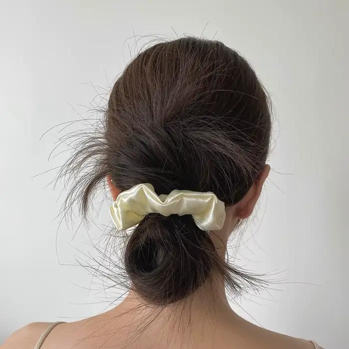 Grands chouchous en soie de mûrier Pure 100%, bandes en caoutchouc, attaches pour cheveux, élastique