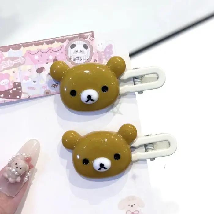 Ensemble d'épingles à cheveux ours mignon, coiffure Preppy, cheveux en plastique, accessoires doux,
