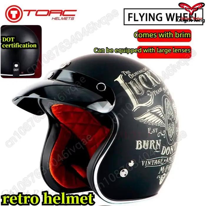 Casque de moto rétro TORC T50 pour hommes et femmes, casque demi-coque homologué DOT, idéal pour la