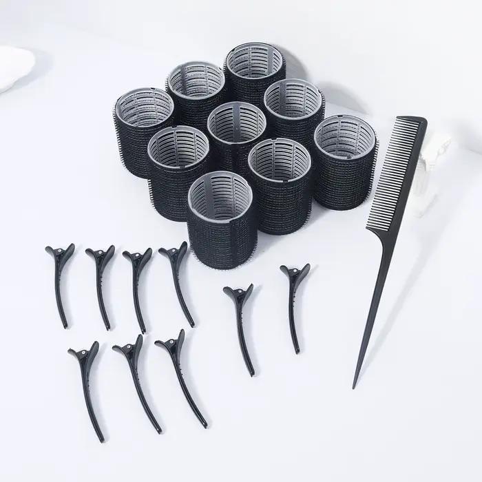 Kit d'accessoires pour cheveux, 19 pièces, bigoudi sans chaleur, pince à bec de canard, peigne à den
