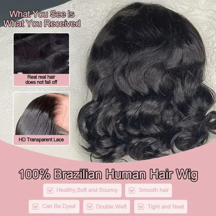 13x6 sans colle HD dentelle avant perruque vague de corps brésilien cheveux humains pré-coupé dentel