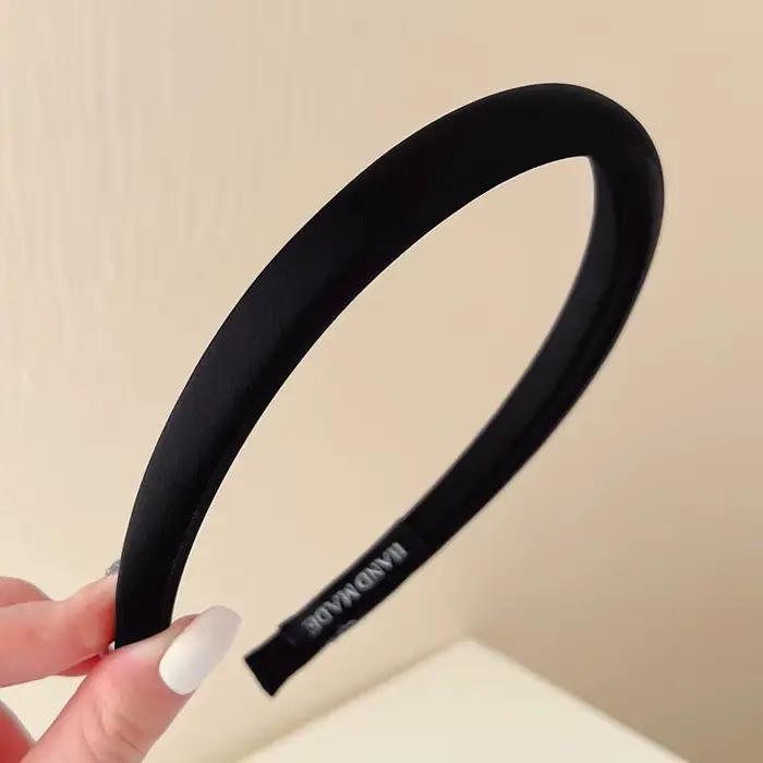Bandeau brillant solide simple pour femmes, bandeau de sauna vintage, cerceau à cheveux élastique, c