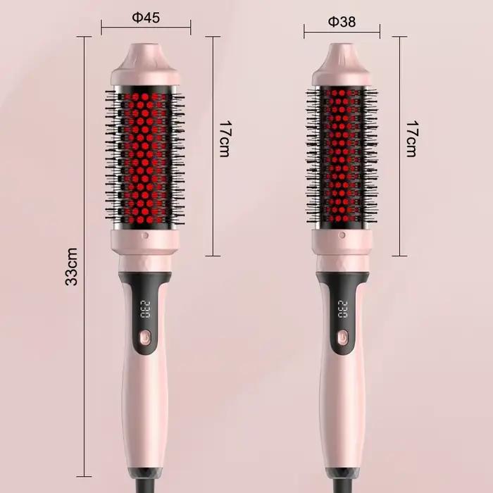 Brosse thermique infrarouge en céramique, fer à friser chauffant, brosse ronde de 45 mm, fer à frise
