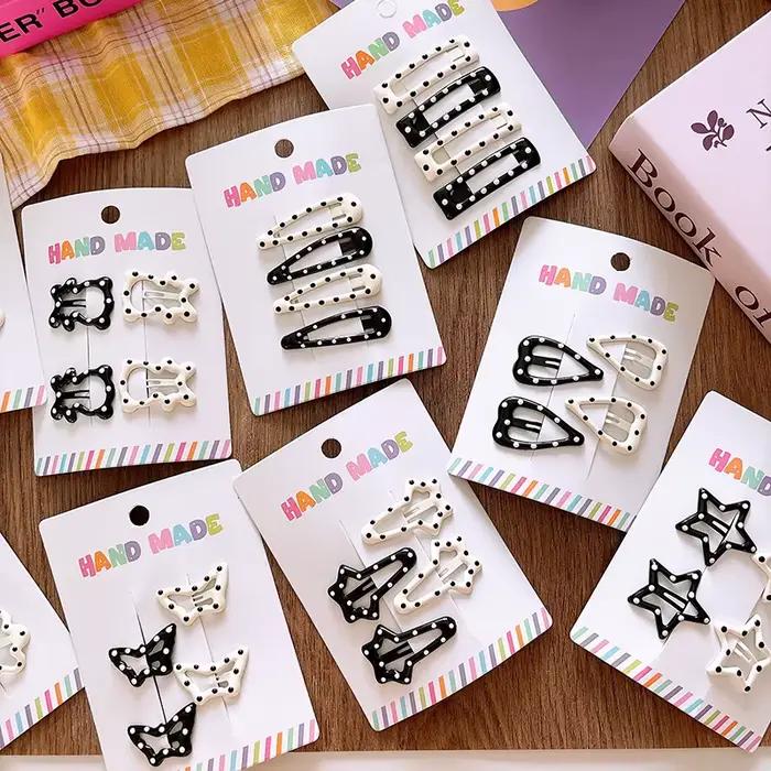 Strass Vintage à pois étoile pinces à cheveux ensemble japonais doux fille coeur géométrique Flyaway