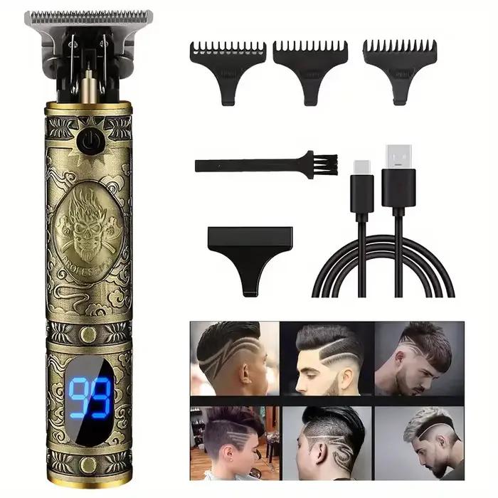Tondeuse à cheveux professionnelle avec 4 guides de peigne, brosse à livres, aste par USB, adaptée à