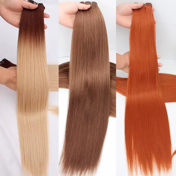Tissage en lot synthétique lisse Bio-Protein, Extensions capillaires synthétiques lisses en Fiber ré