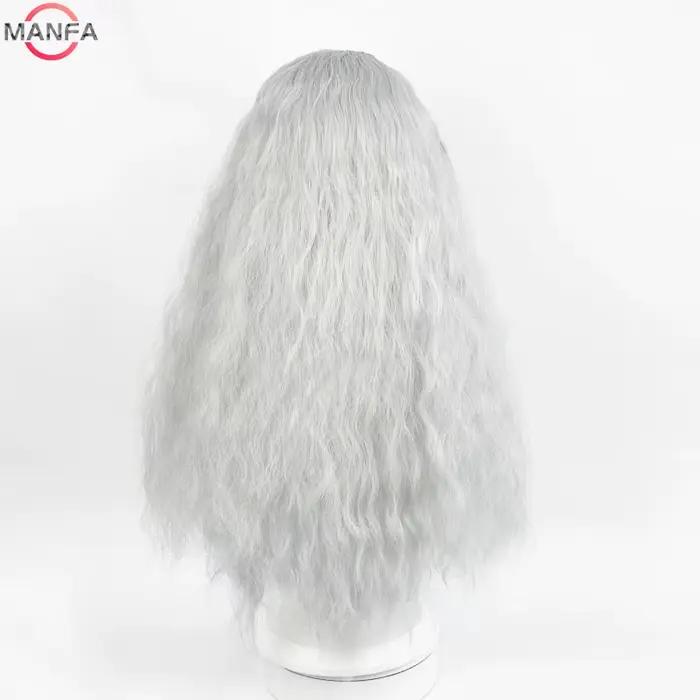 Griffith Cosplay perruque gris clair bouclés ondulés longs résistant à la chaleur perruques de cheve