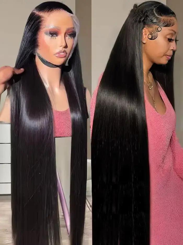 40 46 pouces 200 densité perruque frontale pour les femmes noires perruques brésiliennes cheveux hum